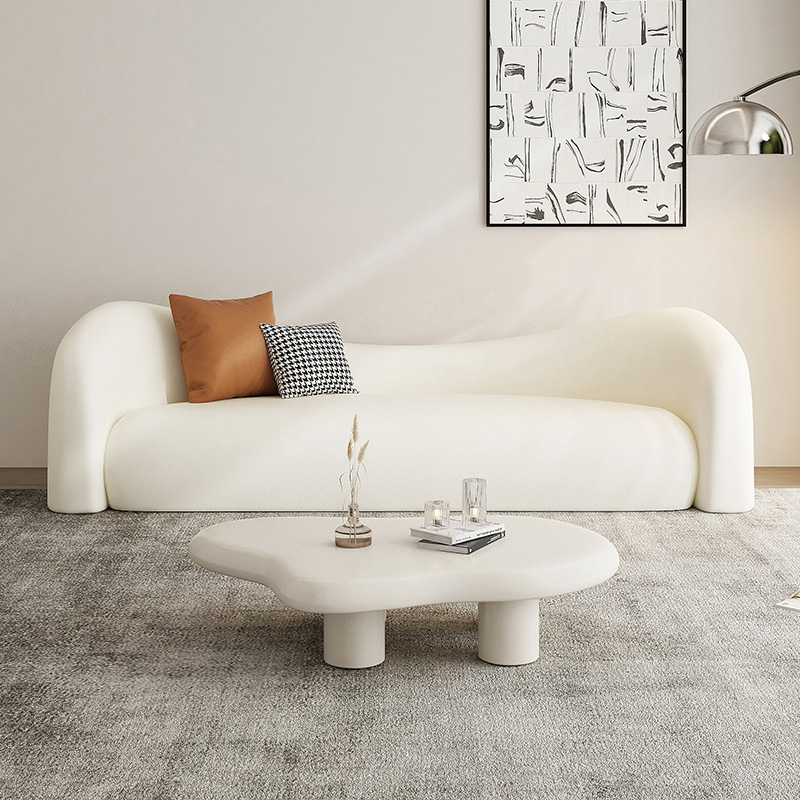 Office Tech Furniture - Elegant White Living Room Curved Couch